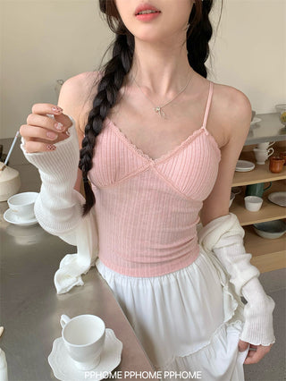 lace strap V-camisole