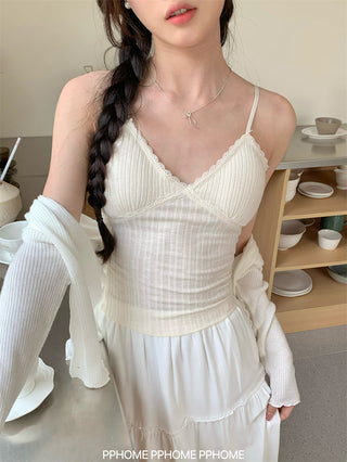 lace strap V-camisole