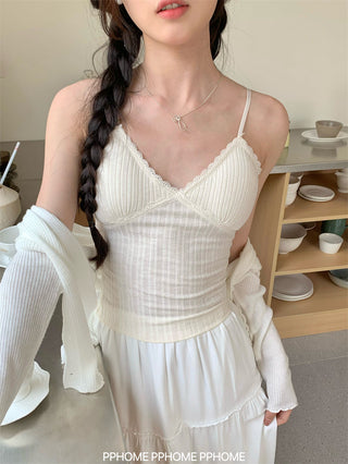 lace strap V-camisole