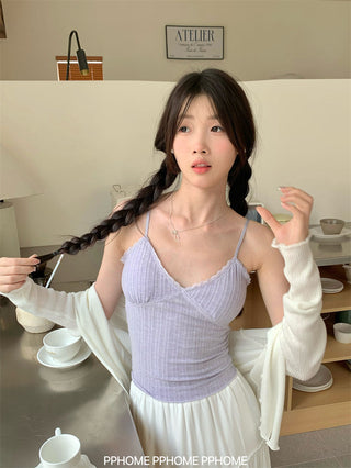 lace strap V-camisole