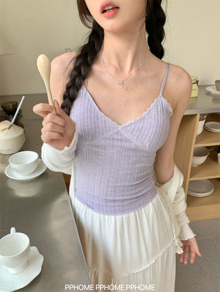 lace strap V-camisole