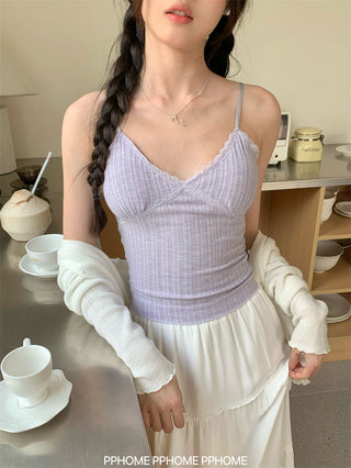 lace strap V-camisole