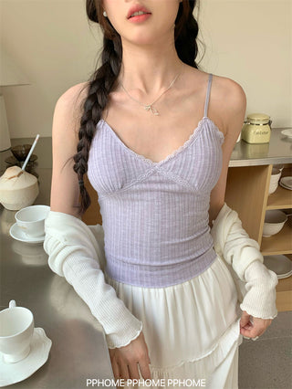 lace strap V-camisole