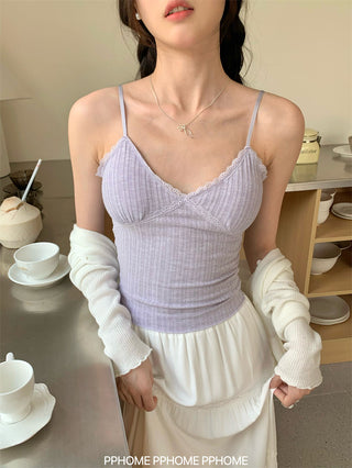 lace strap V-camisole