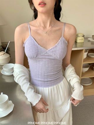 lace strap V-camisole