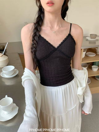 lace strap V-camisole