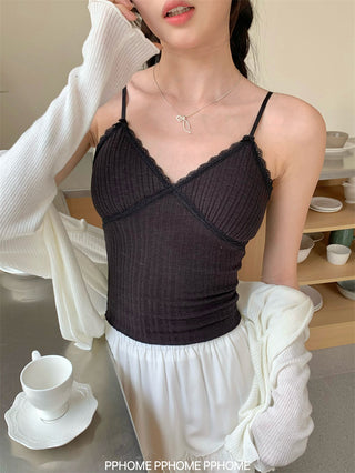 lace strap V-camisole