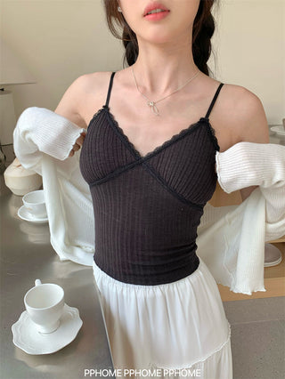 lace strap V-camisole