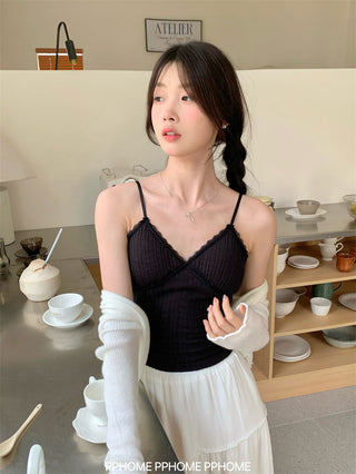 lace strap V-camisole