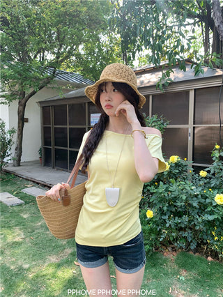 oblique shoulder tight tee