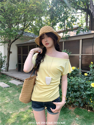 oblique shoulder tight tee