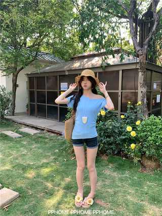 oblique shoulder tight tee