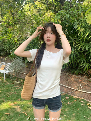 oblique shoulder tight tee