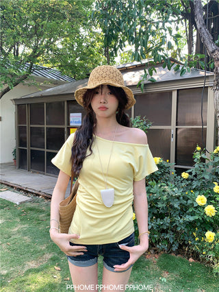 oblique shoulder tight tee