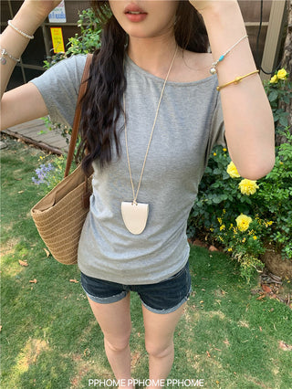 oblique shoulder tight tee