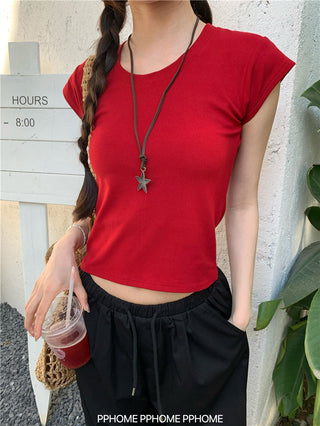 retro flounced sleeve top