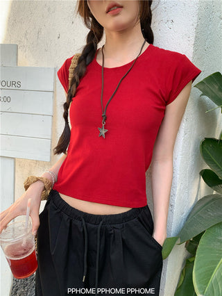 retro flounced sleeve top