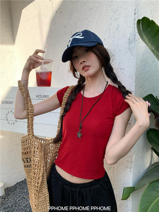 retro flounced sleeve top