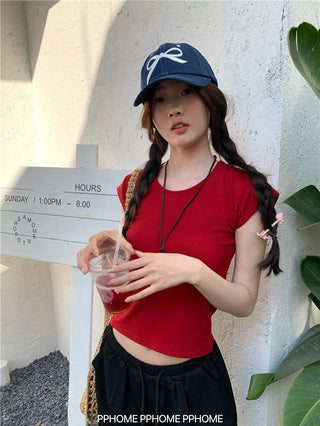 retro flounced sleeve top