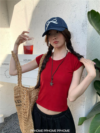 retro flounced sleeve top