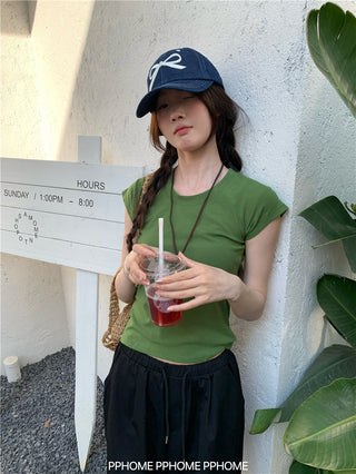 retro flounced sleeve top