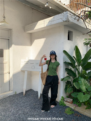 retro flounced sleeve top