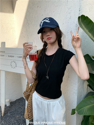 retro flounced sleeve top