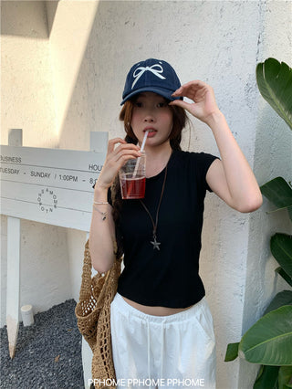 retro flounced sleeve top