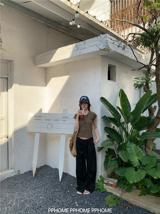 retro flounced sleeve top