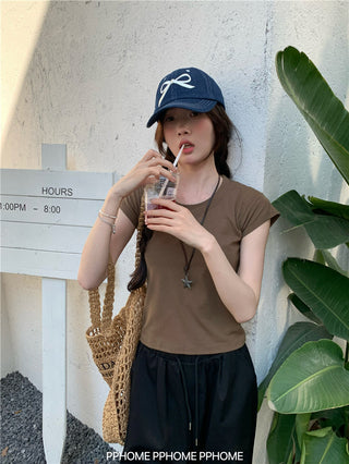 retro flounced sleeve top