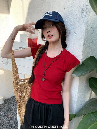 retro flounced sleeve top