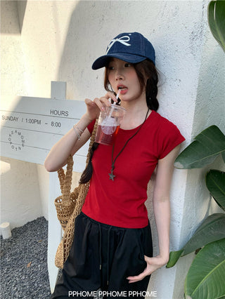 retro flounced sleeve top