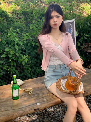 navel ruffle sun shirt
