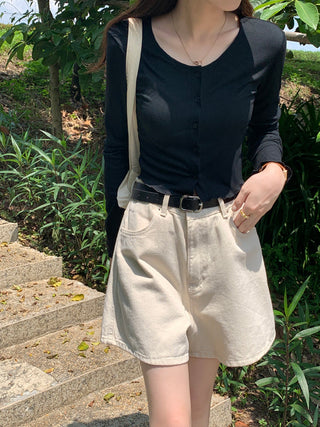 navel ruffle sun shirt