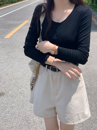 navel ruffle sun shirt
