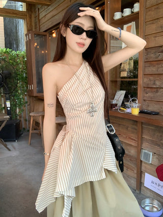striped shoulder vest top