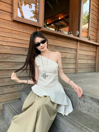 striped shoulder vest top
