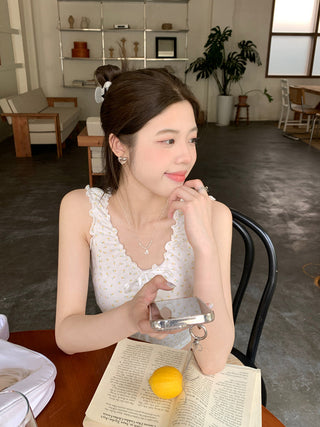 ruffle floral slip top