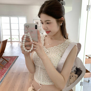 ruffle floral slip top