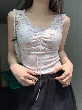 ruffle floral slip top