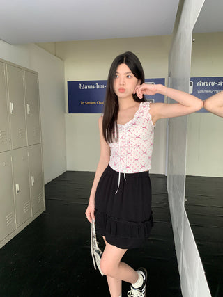 ruffle floral slip top