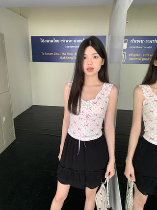 ruffle floral slip top