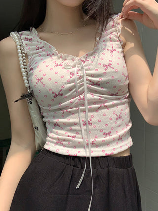 ruffle floral slip top