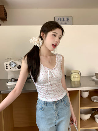 ruffle floral slip top