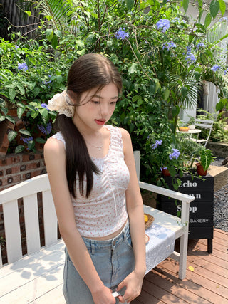 ruffle floral slip top