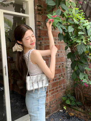 ruffle floral slip top