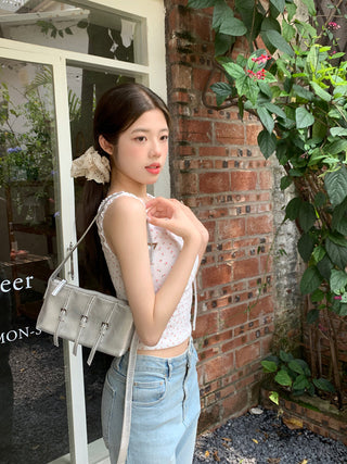 ruffle floral slip top