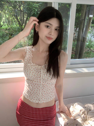 ruffle floral slip top