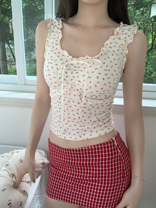 ruffle floral slip top