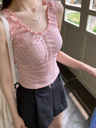 ruffle floral slip top